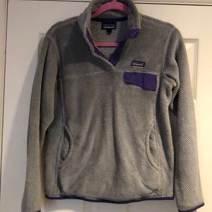Grey and purple Re-Tool Snap-T® Fleece Pullover